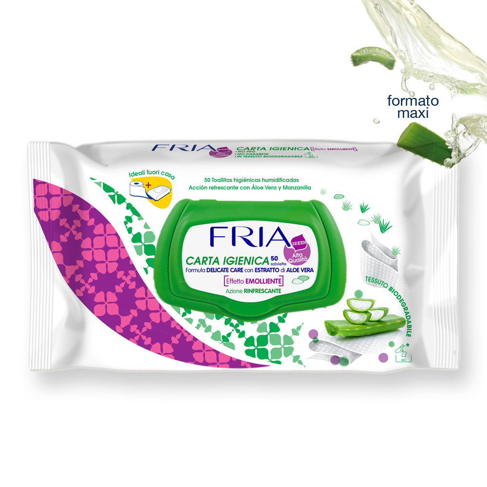 Fria delicate care flushable wet wipes
